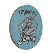 Persoonlijke NAAM Surfer Big Wave Skeleton Surfing Dartbord (Voorkant Links)