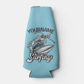 Persoonlijke NAAM Surfer Big Wave Skeleton Surfing Flesjeskoeler (Voorkant)