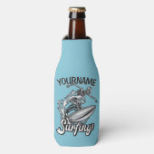 Persoonlijke NAAM Surfer Big Wave Skeleton Surfing Flesjeskoeler (Fles Voorkant)