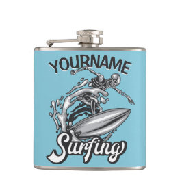 Persoonlijke NAAM Surfer Big Wave Skeleton Surfing Heupfles