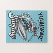 Persoonlijke NAAM Surfer Big Wave Skeleton Surfing Legpuzzel (Horizontaal)