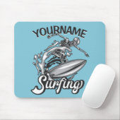 Persoonlijke NAAM Surfer Big Wave Skeleton Surfing Muismat (Met muis)