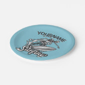 Persoonlijke NAAM Surfer Big Wave Skeleton Surfing Papieren Bordje (Gekanteld)