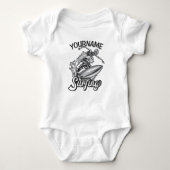 Persoonlijke NAAM Surfer Big Wave Skeleton Surfing Romper (Voorkant)