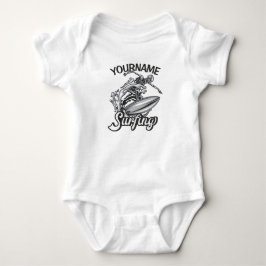 Persoonlijke NAAM Surfer Big Wave Skeleton Surfing Romper