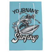 Persoonlijke NAAM Surfer Grote Golf Skelet Surfen Medium Cadeauzakje (Achterkant)