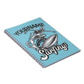 Persoonlijke NAAM Surfer Grote Golf Skelet Surfen Notitieboek (Rechterzijde)