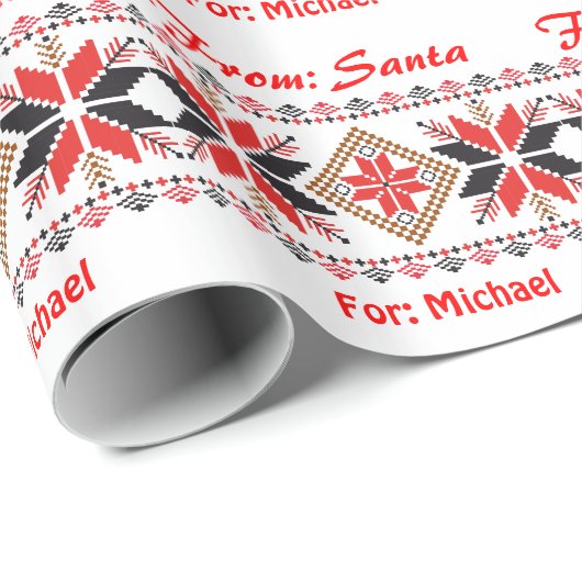 Persoonlijke naam Sweater Crochet Knit van Santa Cadeaupapier (Rol Hoek)