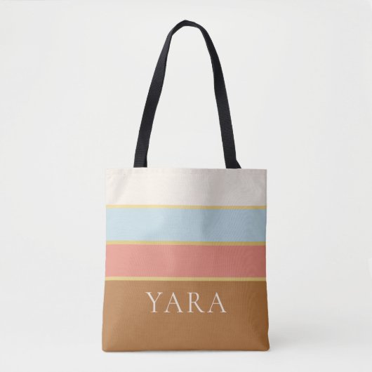 Persoonlijke naam tas | Gestreept zomerdesign (Voorkant)