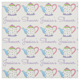 Persoonlijke naam Tea Time Party Teapot Polka Dot Stof