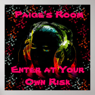 Persoonlijke naam Teen Girl-muziekhoofdtelefoon Poster