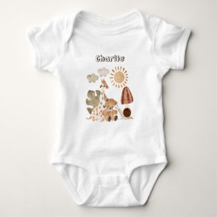 Persoonlijke naam Tekst Boho Woodland Oerwoud Dier Romper