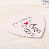 Persoonlijke naam tekst papier coaster koppel lief kartonnen onderzetters (Gekanteld)