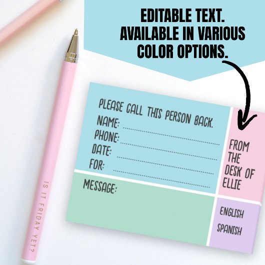 Persoonlijke naam telefoonbericht kantoor post-it® notes