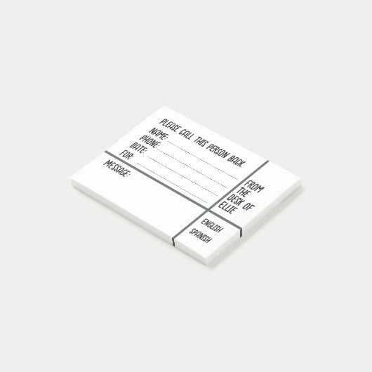 Persoonlijke naam telefoonbericht kantoor post-it® notes (Schuin)