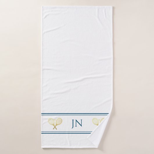 Persoonlijke naam Tennis Player Navy and White Badhanddoek (Badhanddoek)