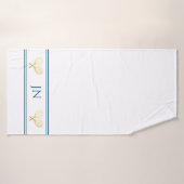 Persoonlijke naam Tennis Player Navy and White Badhanddoek (Badhanddoek)