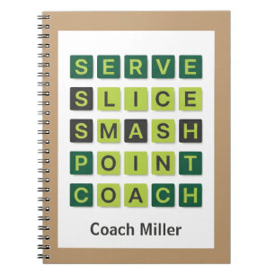 Persoonlijke naam tenniscoach Wordle-stijl Notitieboek