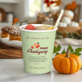Persoonlijke naam | Thanksgiving met Bijbelvers  Papieren Bekers