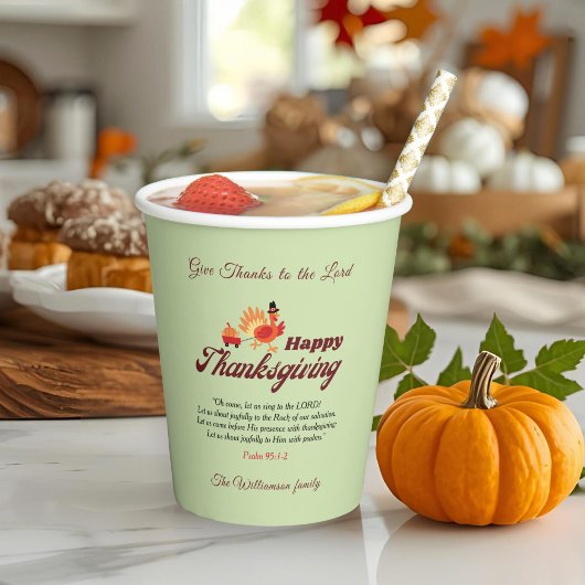 Persoonlijke naam | Thanksgiving met Bijbelvers Papieren Bekers