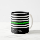 Persoonlijke naam Thin Green Line Glitter Flag Tweekleurige Koffiemok (Voorkant rechts)