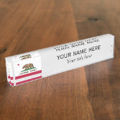 Persoonlijke naam, titel California Republic vlag Naambordje (Zijkant)