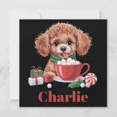 Persoonlijke naam Toy Poodle-hondliefhebber Kerstm Feestdagenkaart (Voorkant)