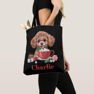 Persoonlijke naam Toy Poodle hondliefhebber Kerstm Tote Bag
