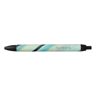 Persoonlijke naam Tranquil Turquoise Strepen Zwarte Inkt Pen