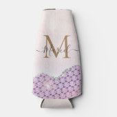 Persoonlijke naam Trendy Pink Paars Silver Agate Flesjeskoeler (Voorkant)