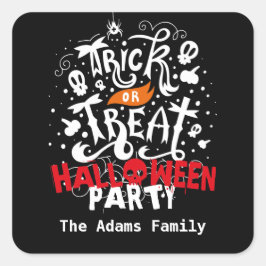 Persoonlijke naam trick or treat Halloween Vierkante Sticker