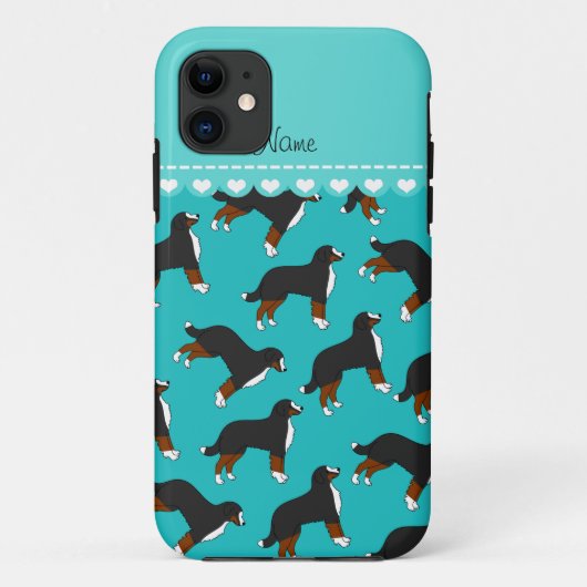 Persoonlijke naam turquoise Bernese Mountain dogs Case-Mate iPhone Case (Achterkant)