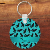 Persoonlijke naam turquoise black windsurfing sleutelhanger (Voorkant)