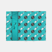 Persoonlijke naam turquoise bowlingballen spelden fleece deken (Voorkant (Horizontaal))