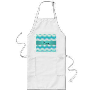 Persoonlijke naam turquoise chevrons lang schort