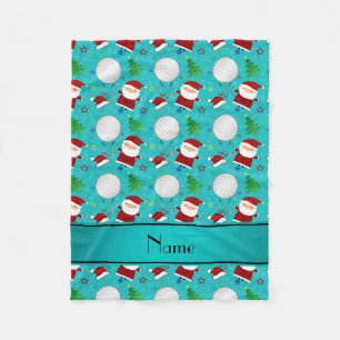 Persoonlijke naam turquoise christmas golfing fleece deken