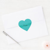 Persoonlijke naam turquoise diamonds hart sticker (Envelop)