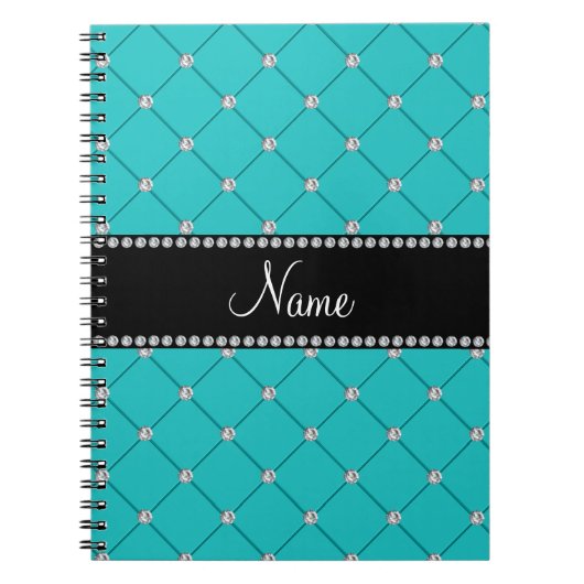 Persoonlijke naam Turquoise diamonds Notitieboek (Voorkant)