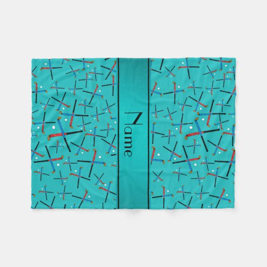 Persoonlijke naam turquoise field hockey fleece deken (Voorkant (Horizontaal))