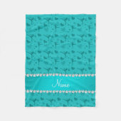 Persoonlijke naam turquoise figuur skating fleece deken (Voorkant)