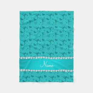 Persoonlijke naam turquoise figuur skating fleece deken