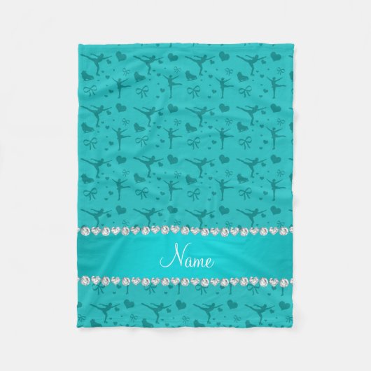 Persoonlijke naam turquoise figuur skating fleece deken (Voorkant)