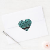 Persoonlijke naam turquoise glitter boows hart sticker (Envelop)