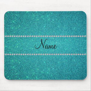 Persoonlijke naam turquoise glitter diamonds muismat