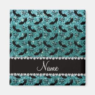 Persoonlijke naam turquoise glitter fancy shoegboo magneet