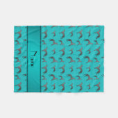 Persoonlijke naam turquoise Greyhound dogs Fleece Deken (Voorkant (Horizontaal))