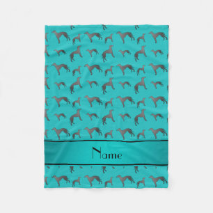 Persoonlijke naam turquoise Greyhound dogs Fleece Deken