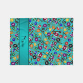 Persoonlijke naam turquoise kleurig poolpatroon fleece deken (Voorkant (Horizontaal))