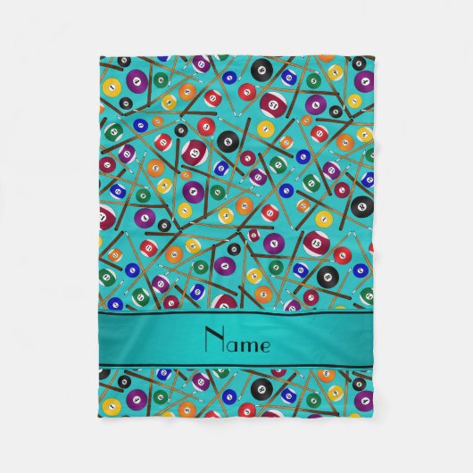 Persoonlijke naam turquoise kleurig poolpatroon fleece deken (Voorkant)