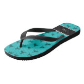 Persoonlijke naam turquoise-paard patroon teenslippers (Schuin)